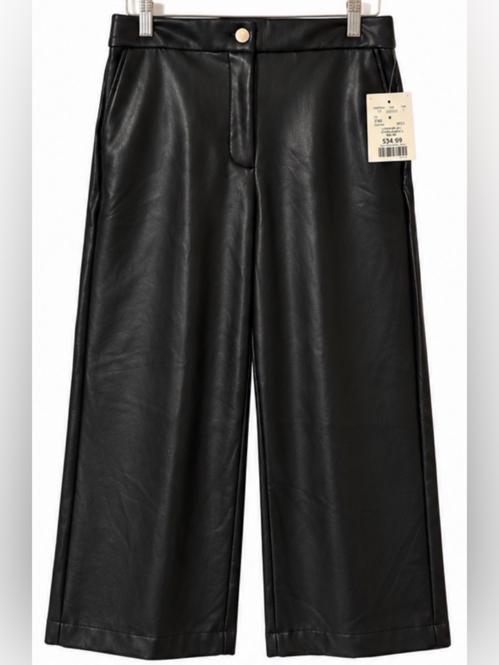 Anne Klein Black Faux Leather Wide-Leg Pants
